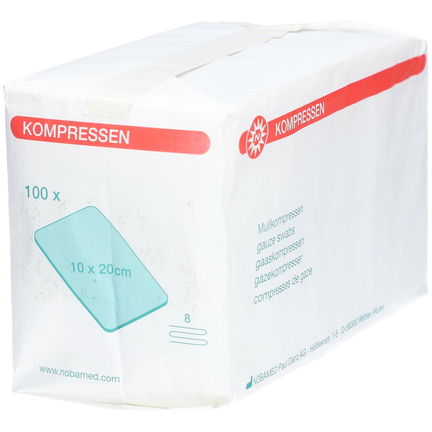 NOBA Mullkompressen unsteril 8- lagig 100 Stück 10 x 20 cm