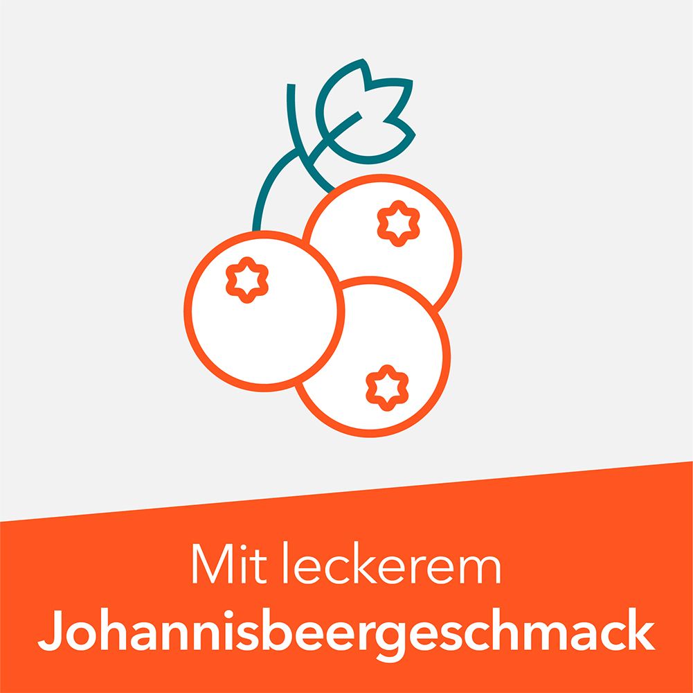 Grafik: Johannisbeeren, Hinweis auf schwarzen Johannisbeergeschmack.