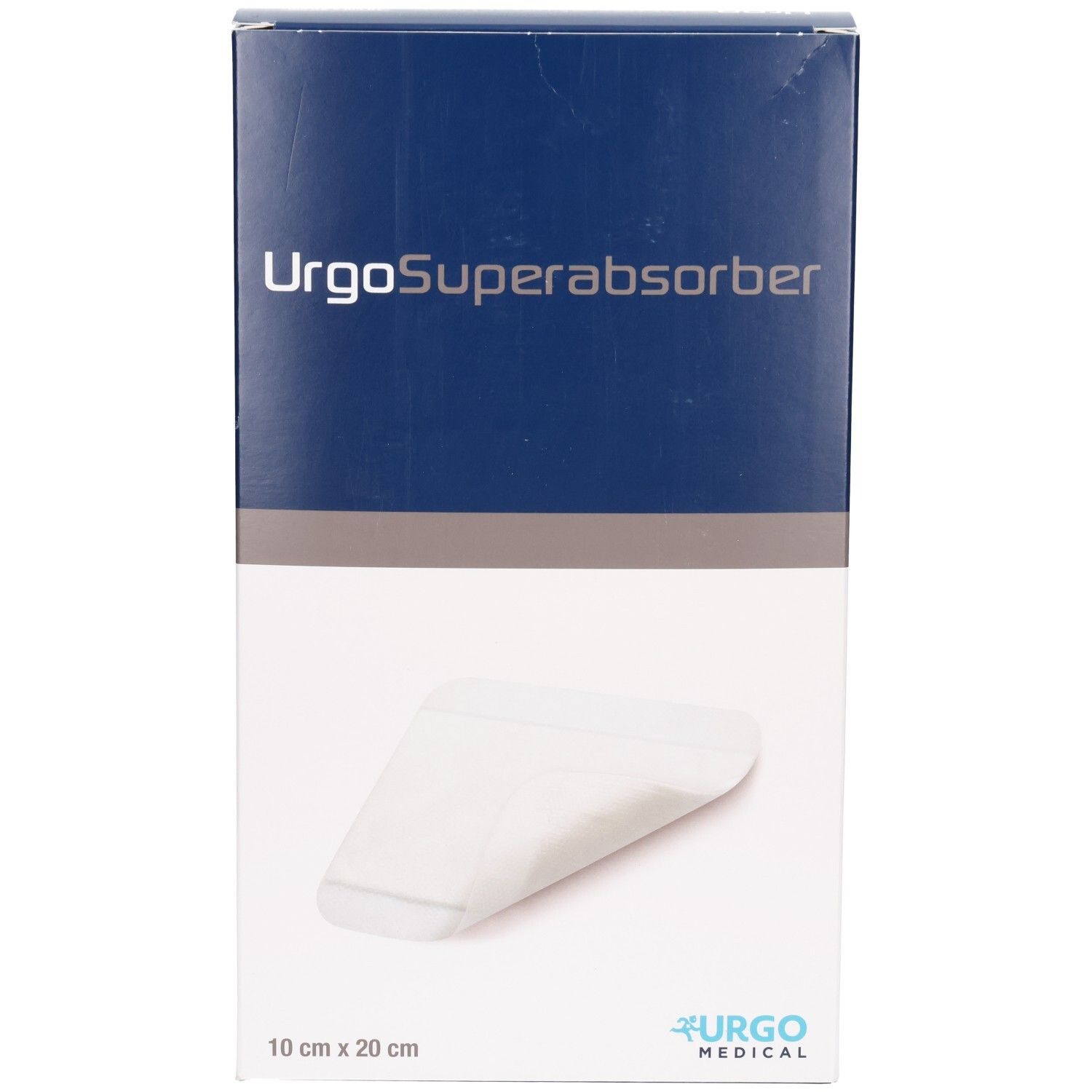 URGOSUPERABSORBER 10x20cm Verpackung mit Produktabbildung und Herstellerlogo.
