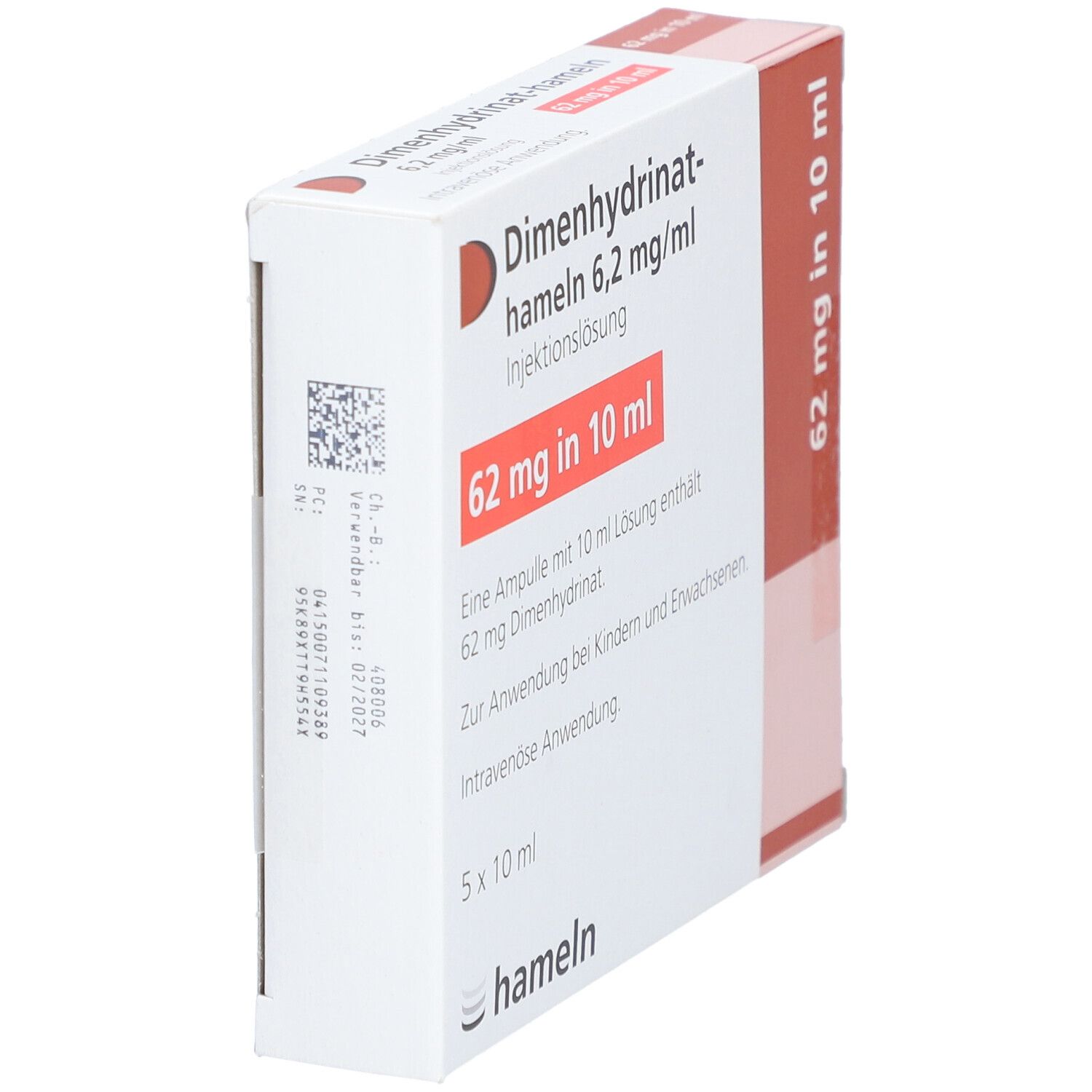 DIMENHYDRINAT-hameln 6,2 mg/ml Injektionslösung 5x10 ml Ampullen