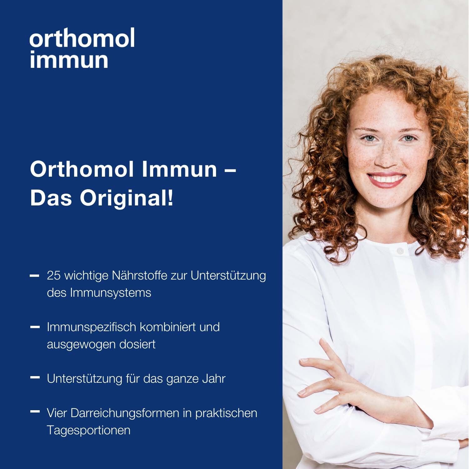 Orthomol Immun - Mikronährstoffe zur Unterstützung des Immunsystems - mit Vitamin C, Vitamin D und Zink - Direktgranulat Orangen-Geschmack