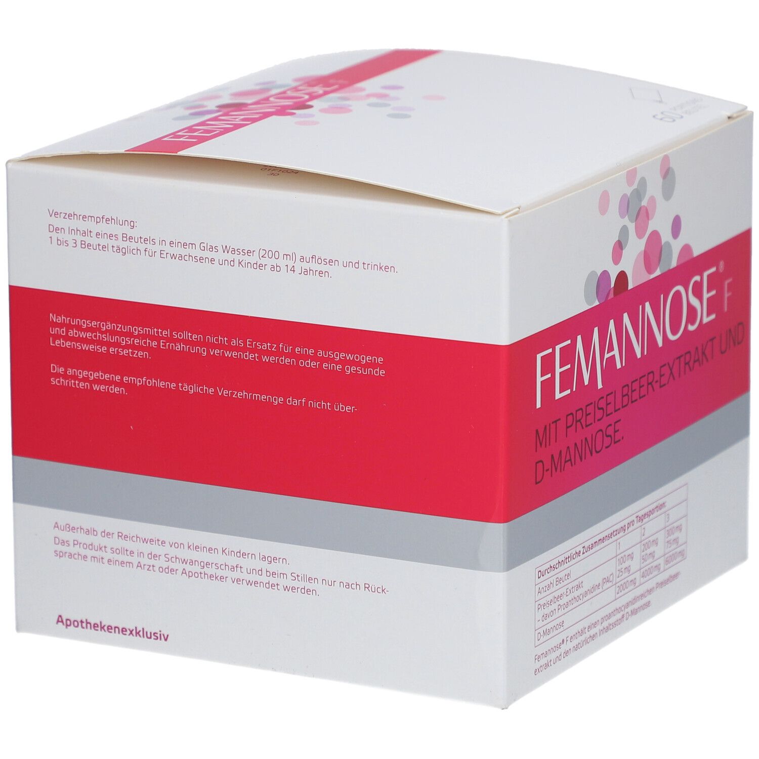 Femannose F – Trinkgranulat mit je 2000 mg D-Mannose Pulver und 100 mg Preiselbeer-Extrakt
