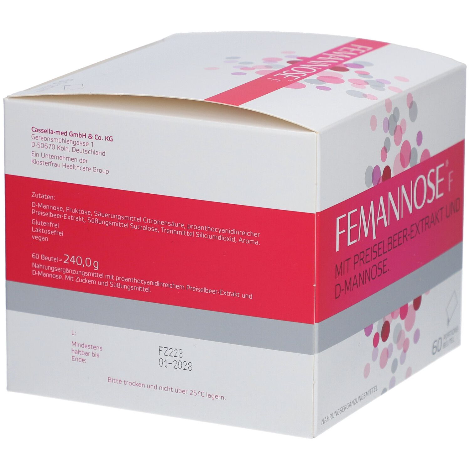 Femannose F – Trinkgranulat mit je 2000 mg D-Mannose Pulver und 100 mg Preiselbeer-Extrakt