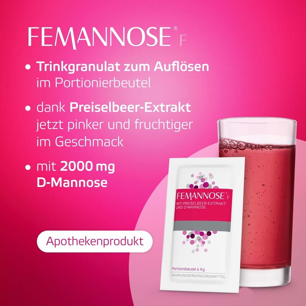 Femannose F – Trinkgranulat mit je 2000 mg D-Mannose Pulver und 100 mg Preiselbeer-Extrakt
