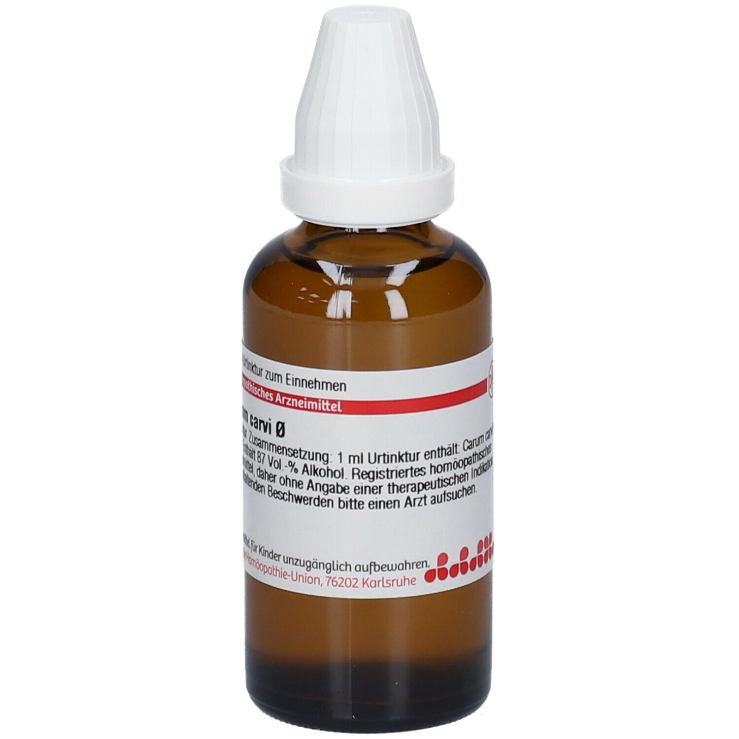 Braune Glasflasche mit weißem Verschluss. Etikett mit Text. Apothekenpflichtig.
