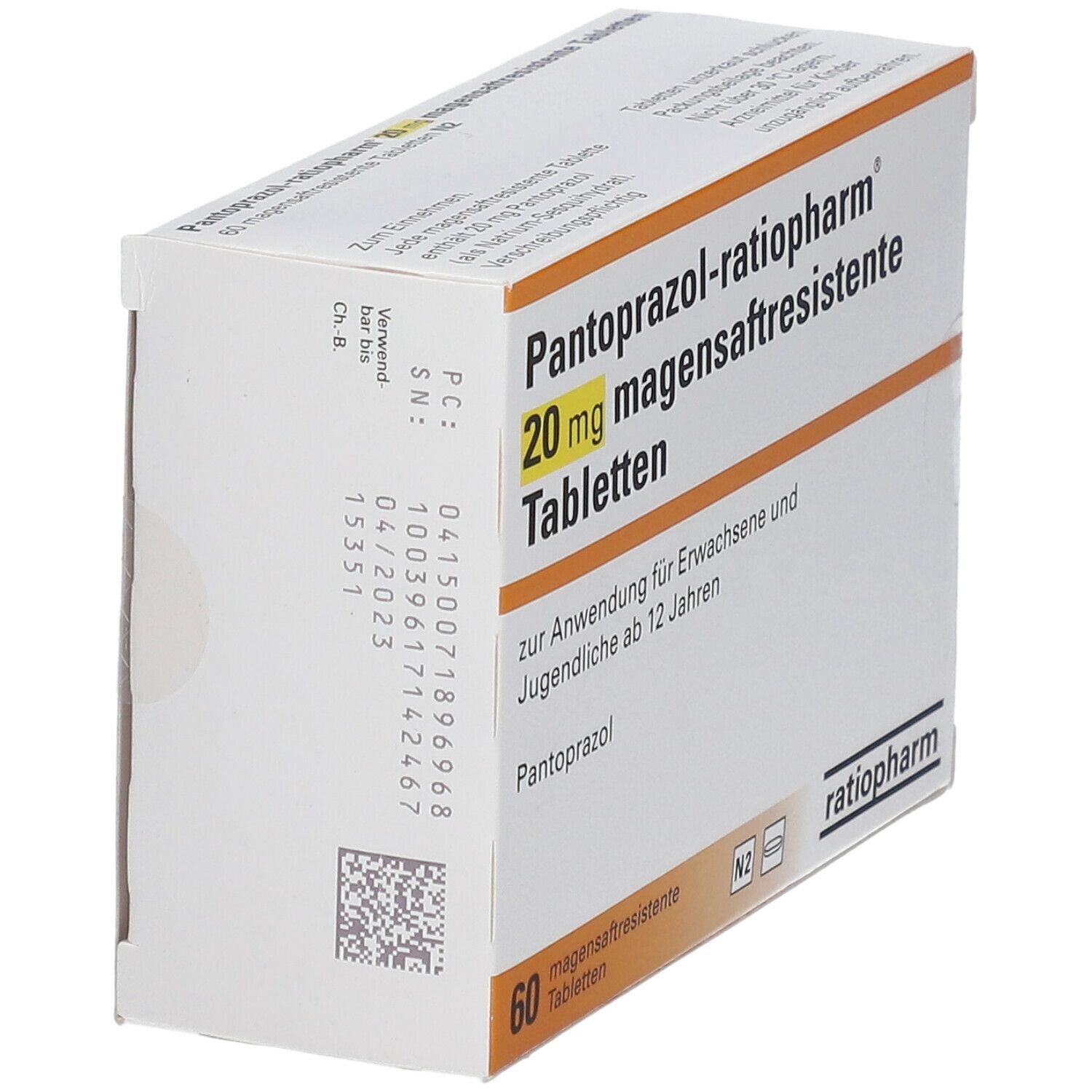 PANTOPRAZOL-ratiopharm 20 mg magensaftr.Tabletten 60 St Tabletten magensaftresistent