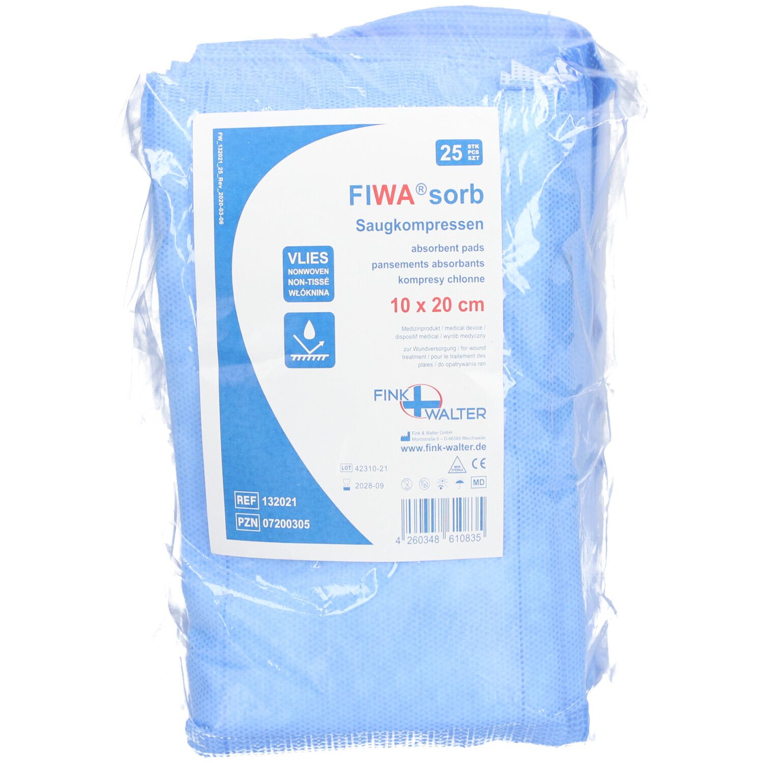 FIWAsorb Saugkompressen VLIES unsteril 10x20 cm