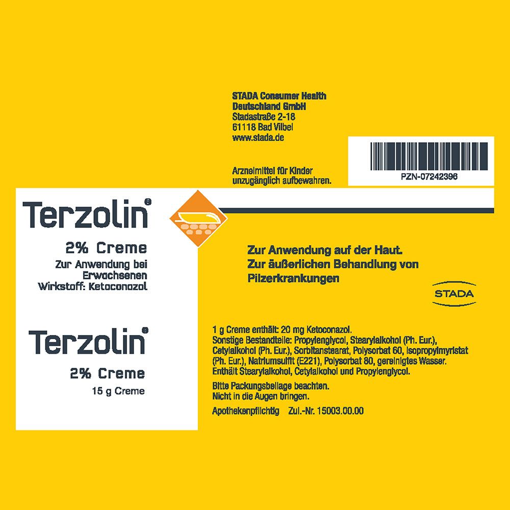 Terzolin® 2% Creme: pilzabtötendes Arzneimittel bei seborrhoischer Dermatitis oder Ekzem und Kleienpilzflechte