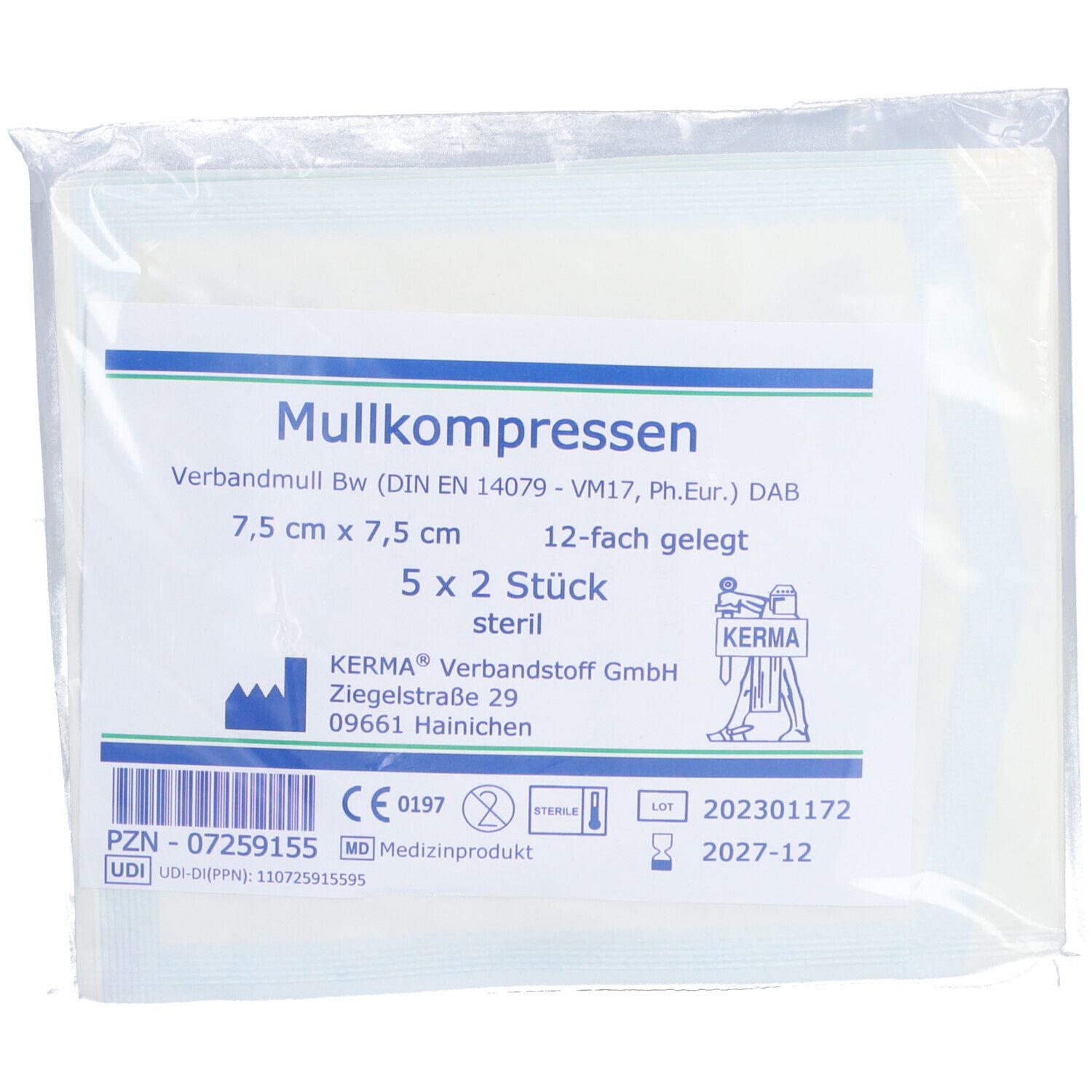 MULLKOMPRESSEN 7,5x7,5 cm steril