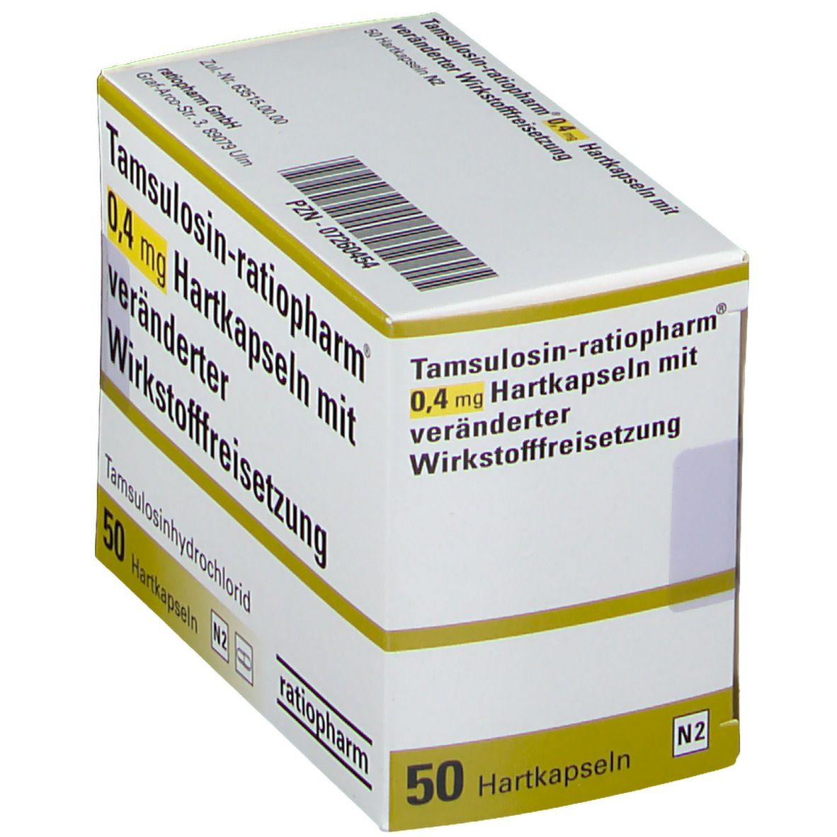 TAMSULOSIN-ratiop.0,4 mg Hartk.m.verä.Wst.-Frs. 50 St Hartkapseln mit veränderter Wirkstofffreisetzung