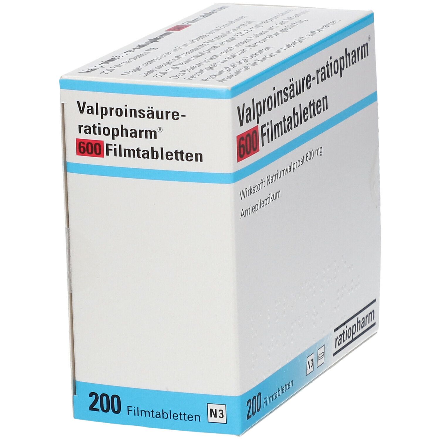 VALPROINSÄURE-ratiopharm 600 magensaftres.Filmtab. 200 St Filmtabletten magensaftresistent