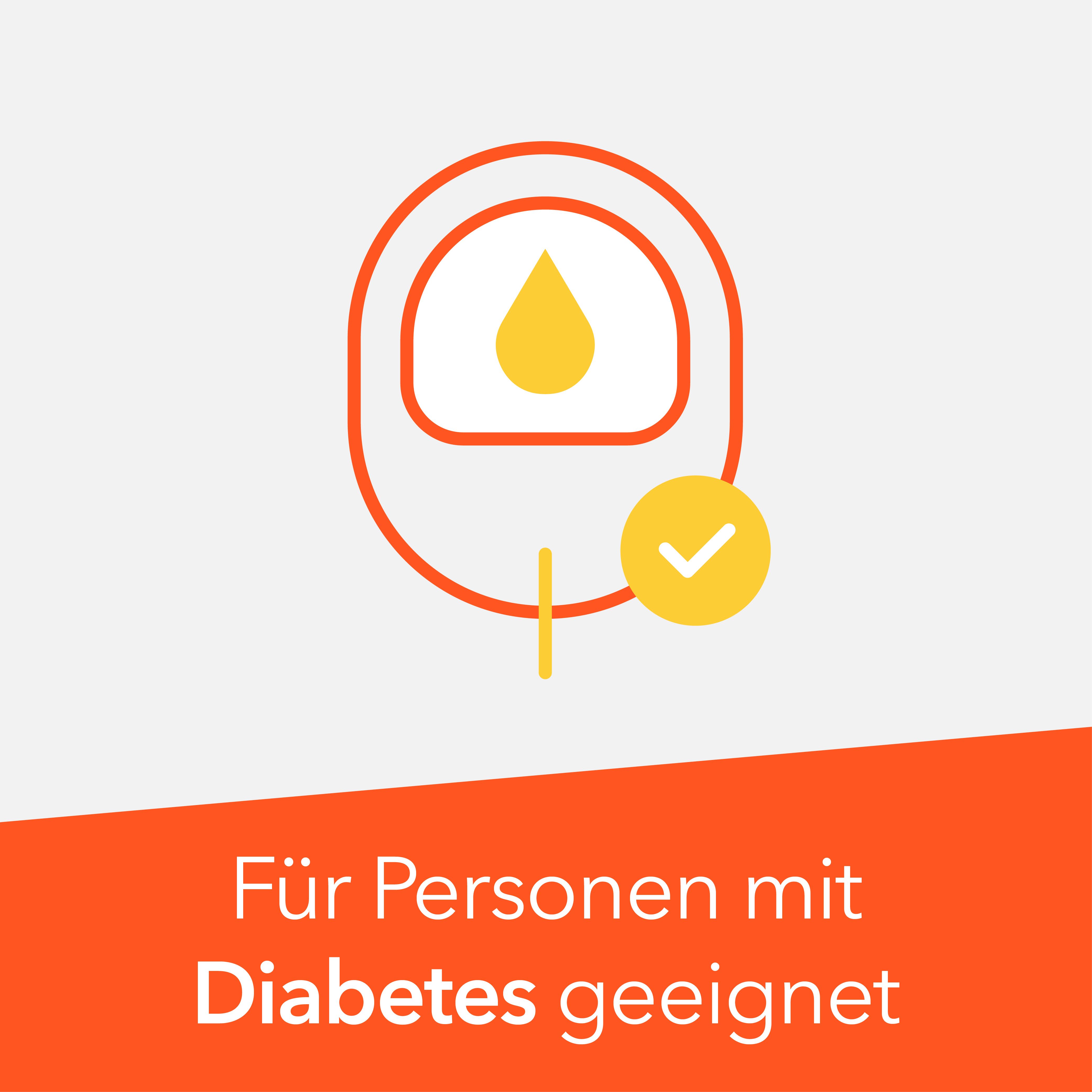 Symbol eines Blutzuckermessgeräts für Diabetiker-Eignung.