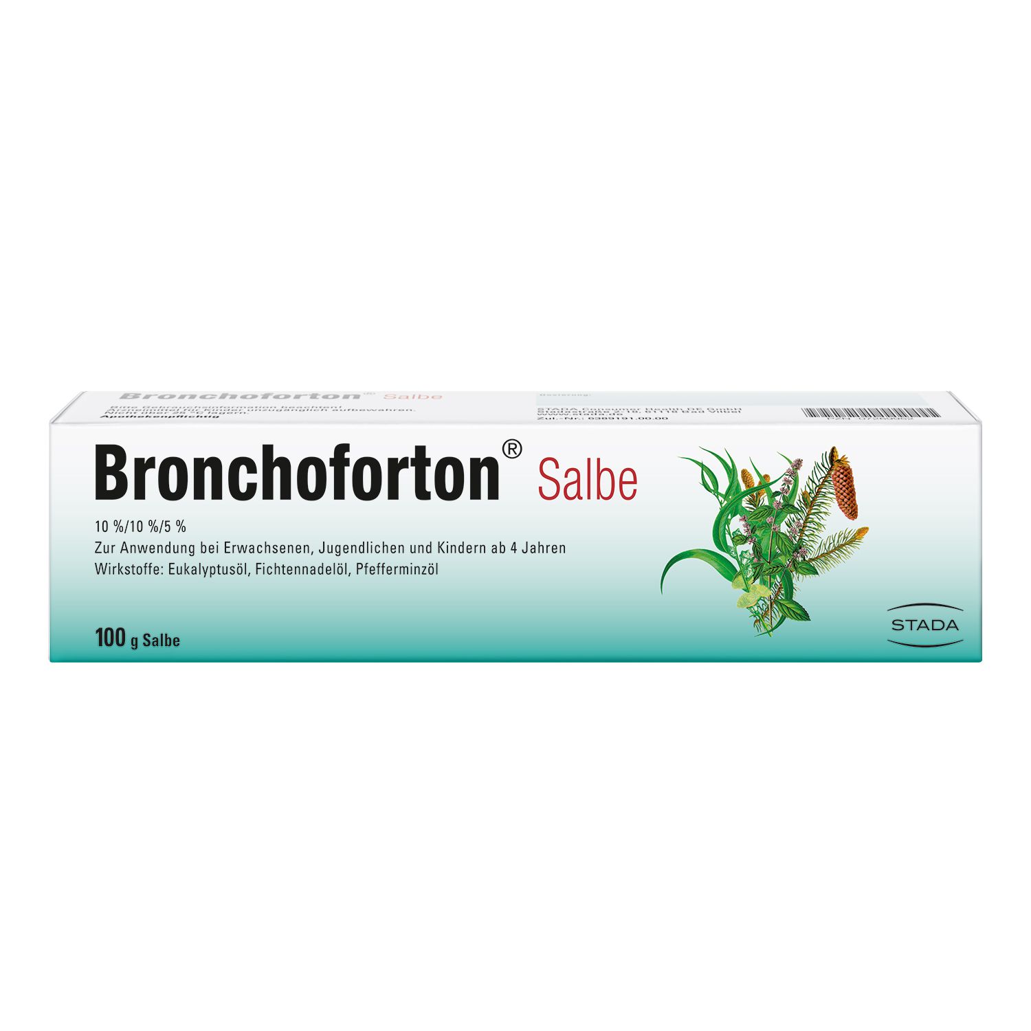 Bronchoforton® Salbe – Erkältungssalbe mit rein pflanzlichen Wirkstoffen. Löst zähen Schleim, erleichtert das Abhusten; mit Eukalyptus-, Fichtennadel- und Pfefferminzöl
