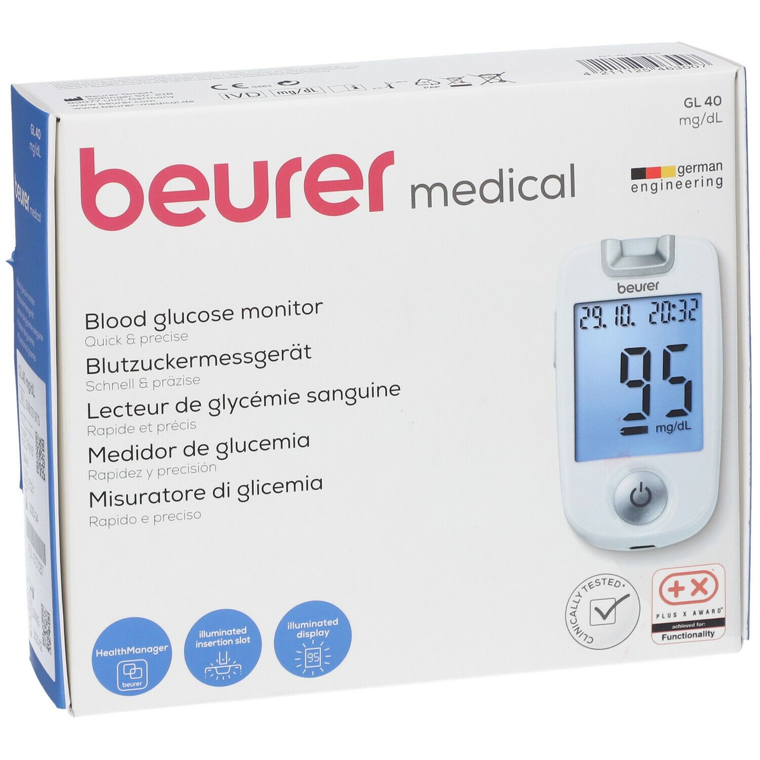 beurer Blutzucker Messgerät GL40 mg/dl