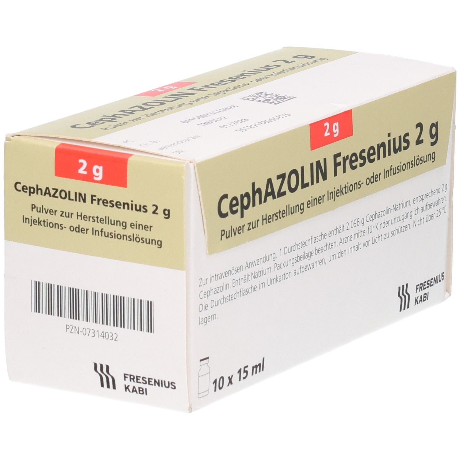 Cephazolin Fresenius 2g Pulver für Injektionslösung in Faltschachtel, 10 x 15 ml.