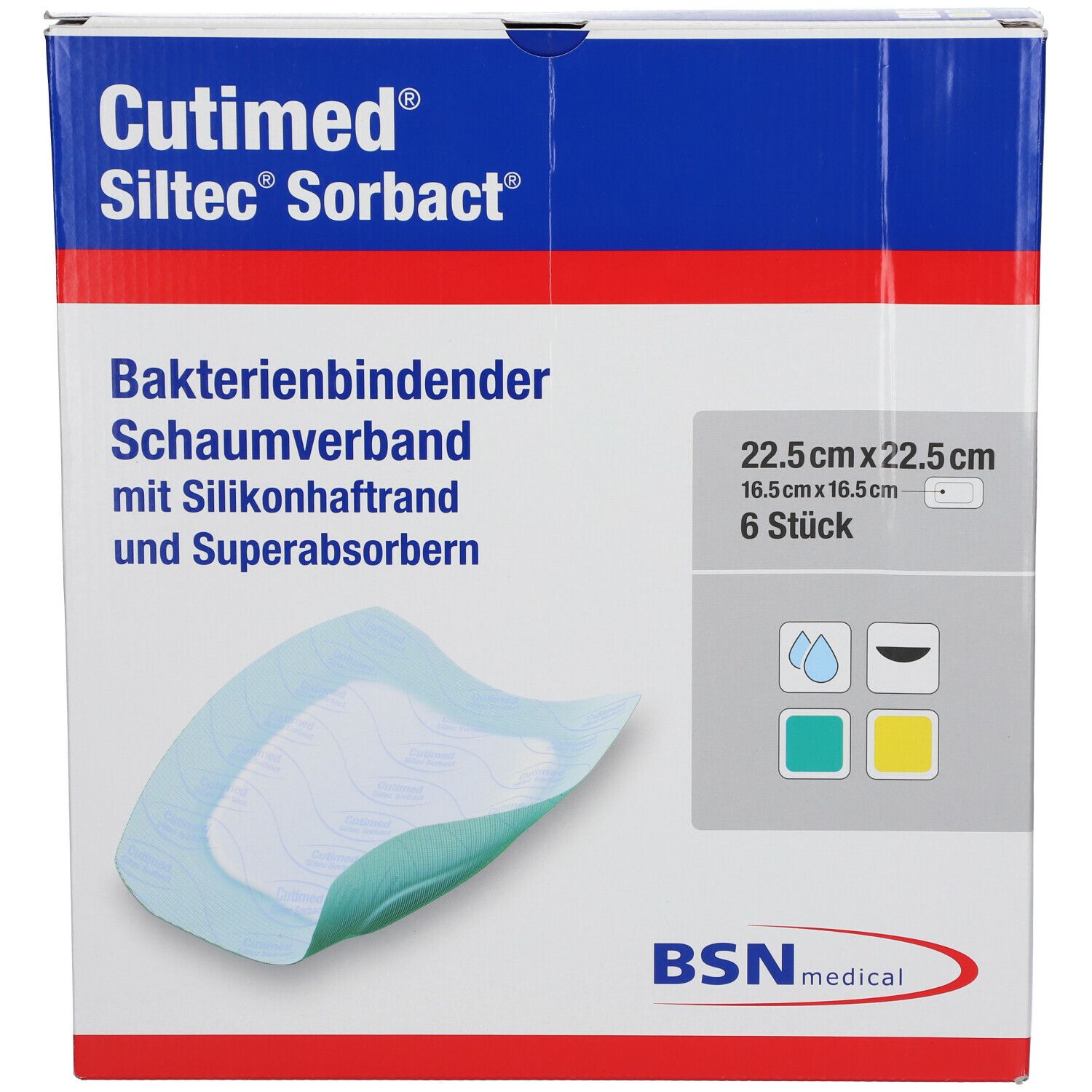 Cutimed® Siltec Sorbact 22,5 cm x 22,5 cm