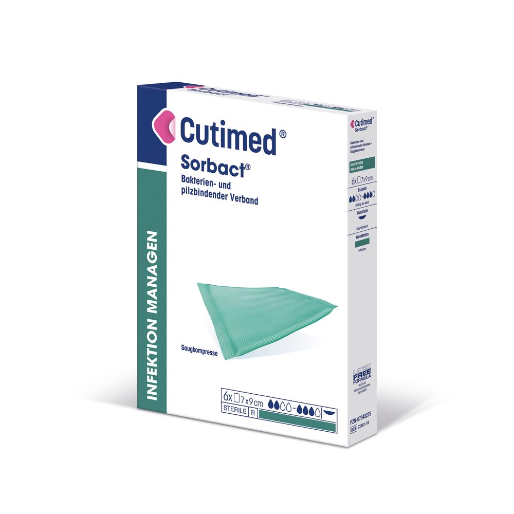 Cutimed Sorbact Saugkompressen 10x10 cm 6 St Kompressen