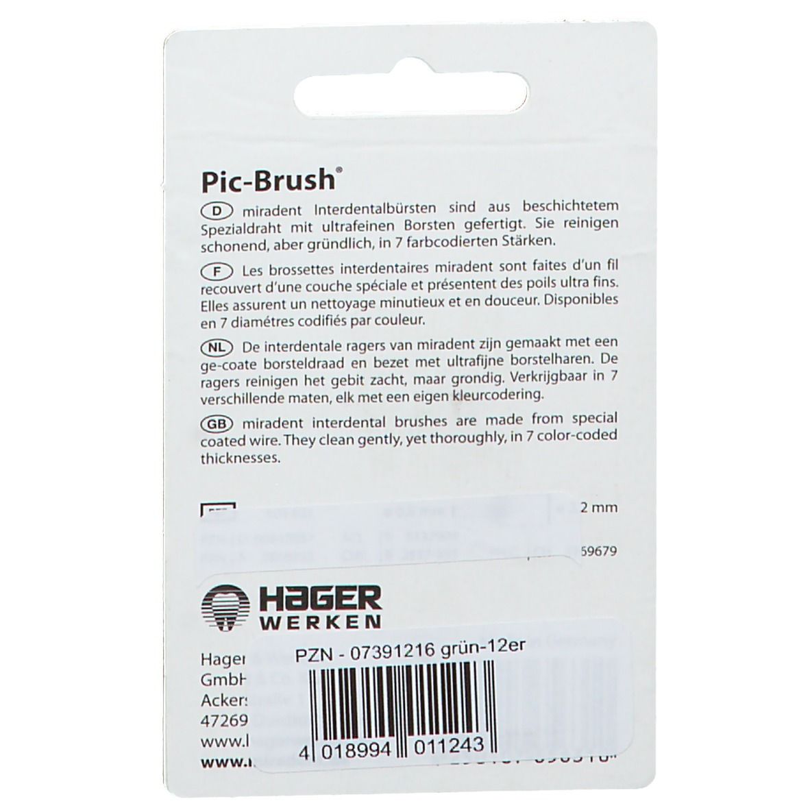Pic-Brush Ersatzbürste grün 2 mm