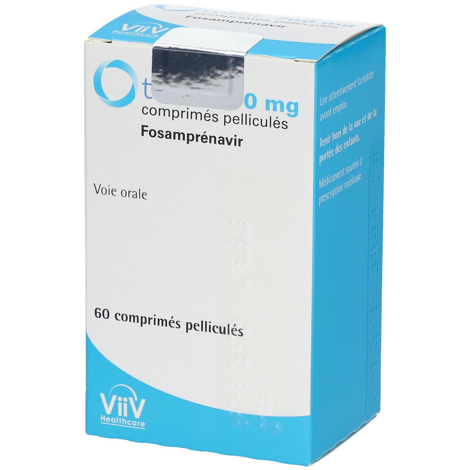 Schachtel mit Telzir 700 mg Tabletten. Blaue und weiße Verpackung mit Produktnamen und Inhaltsstoffen. ViiV Healthcare Logo.