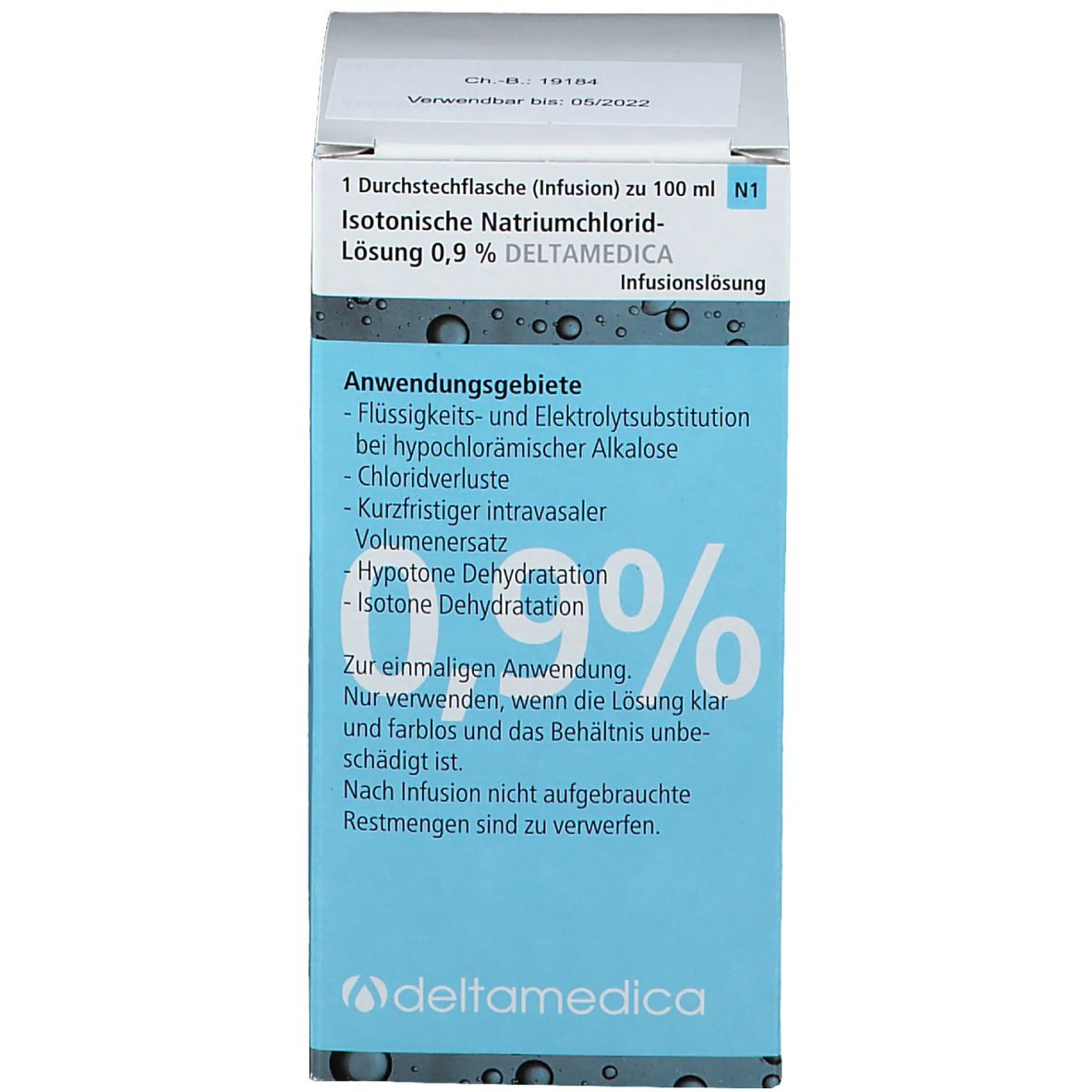 Kochsalzloesung 0,9% DeltaSelect Glas