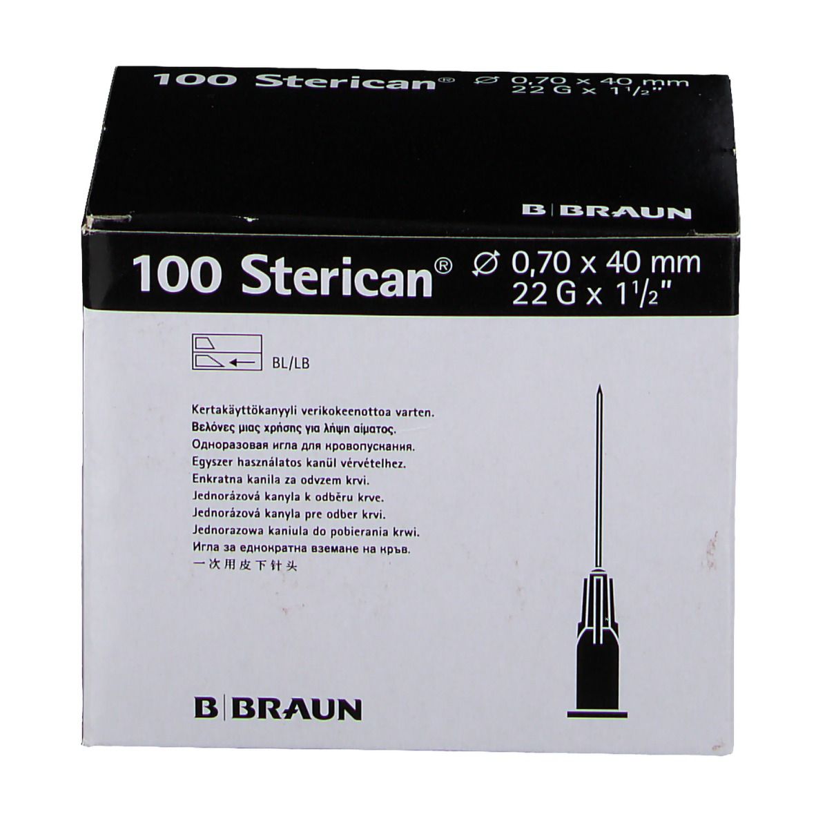 Sterican® zur Blutentnahme G22 x 1 1/2 Zoll 0,7 x 40 mm schwarz