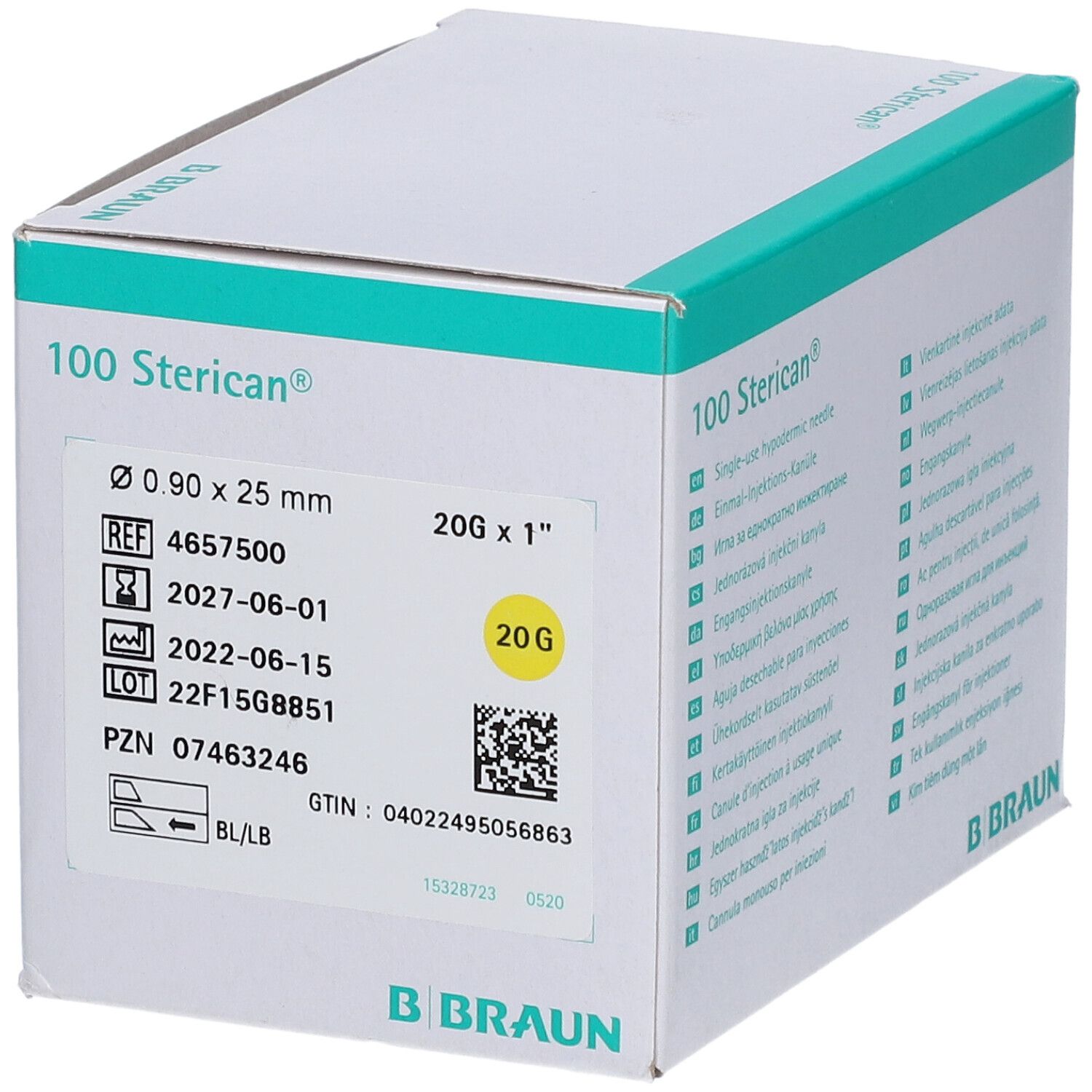 Sterican® zur Blutentnahme G20 x 1 Zoll 0,9 x 25 mm gelb