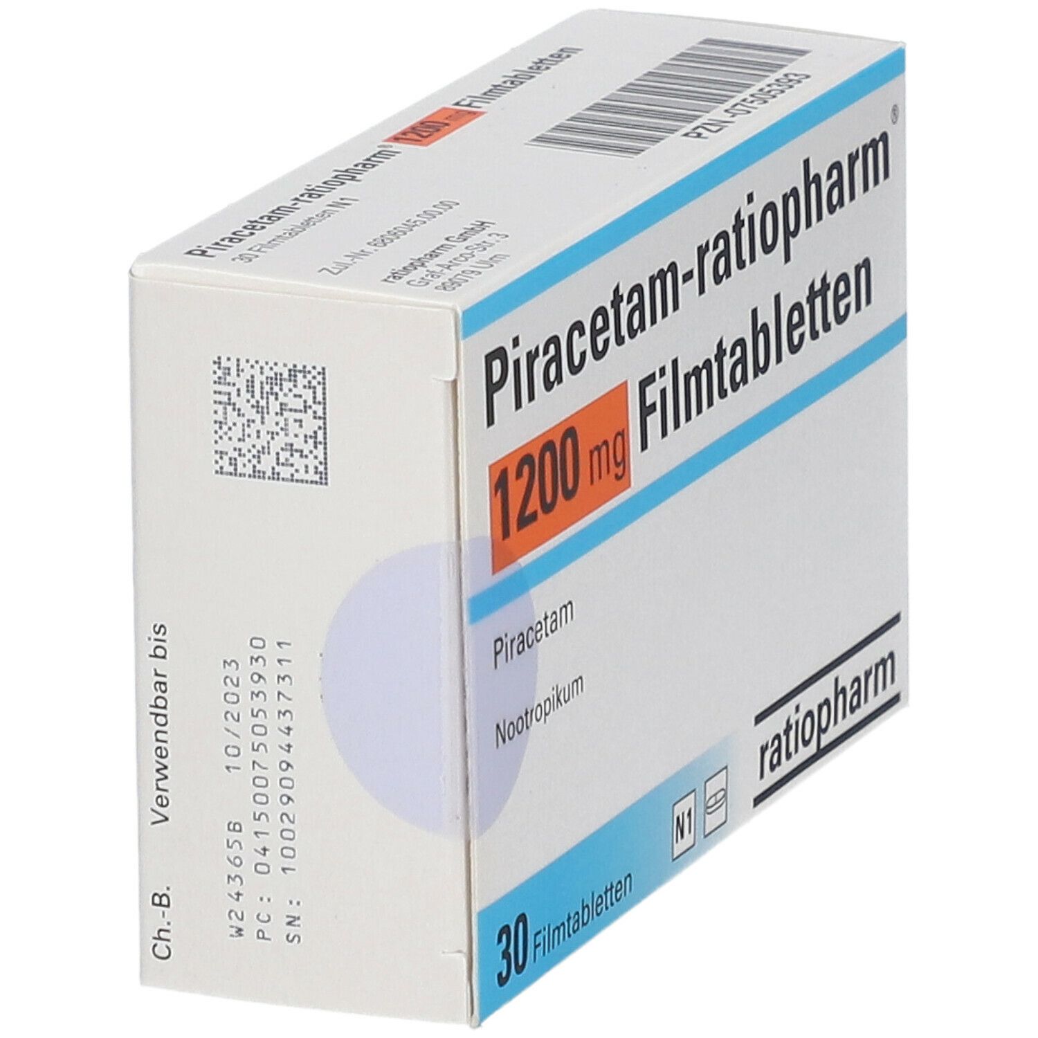 PIRACETAM-ratiopharm 1200 mg Filmtabletten 30 St