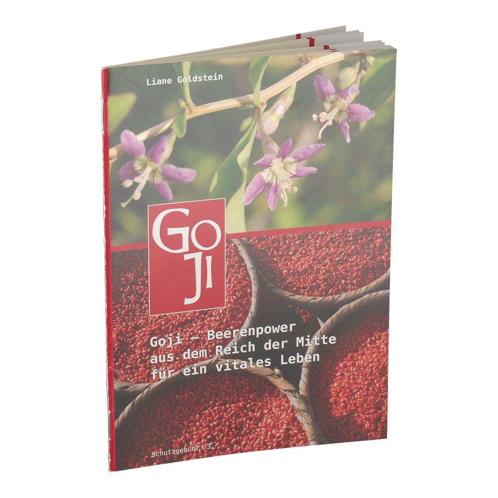 Buch mit rotem Einband. Titel: Goji. Abbildung von Goji-Beeren und Blüten. Autor: Liane Goldstein.