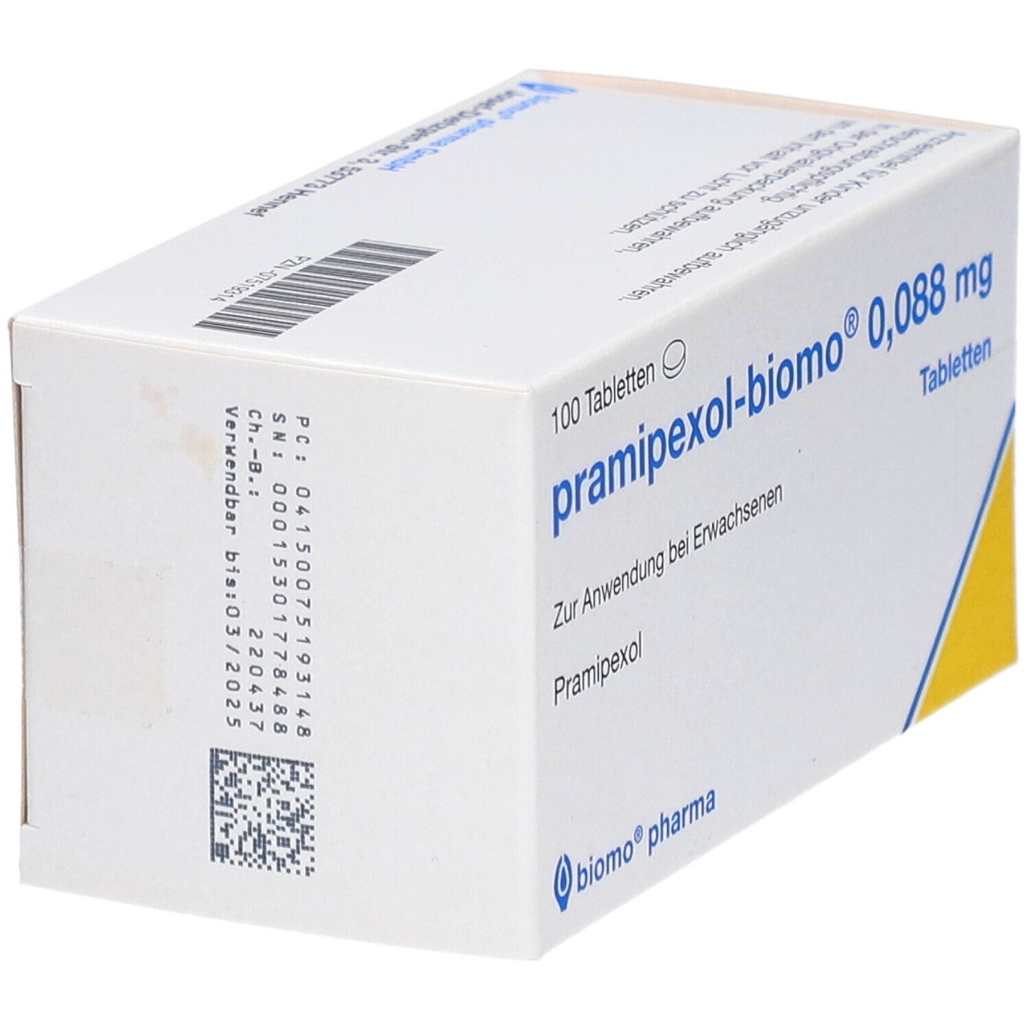 PRAMIPEXOL-biomo 0,088 mg Tabletten 100 St