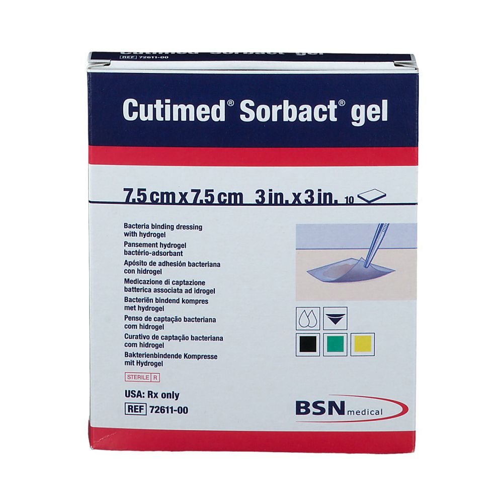 Cutimed Sorbact Gel Kompressen 7,5x7,5 cm 10 St