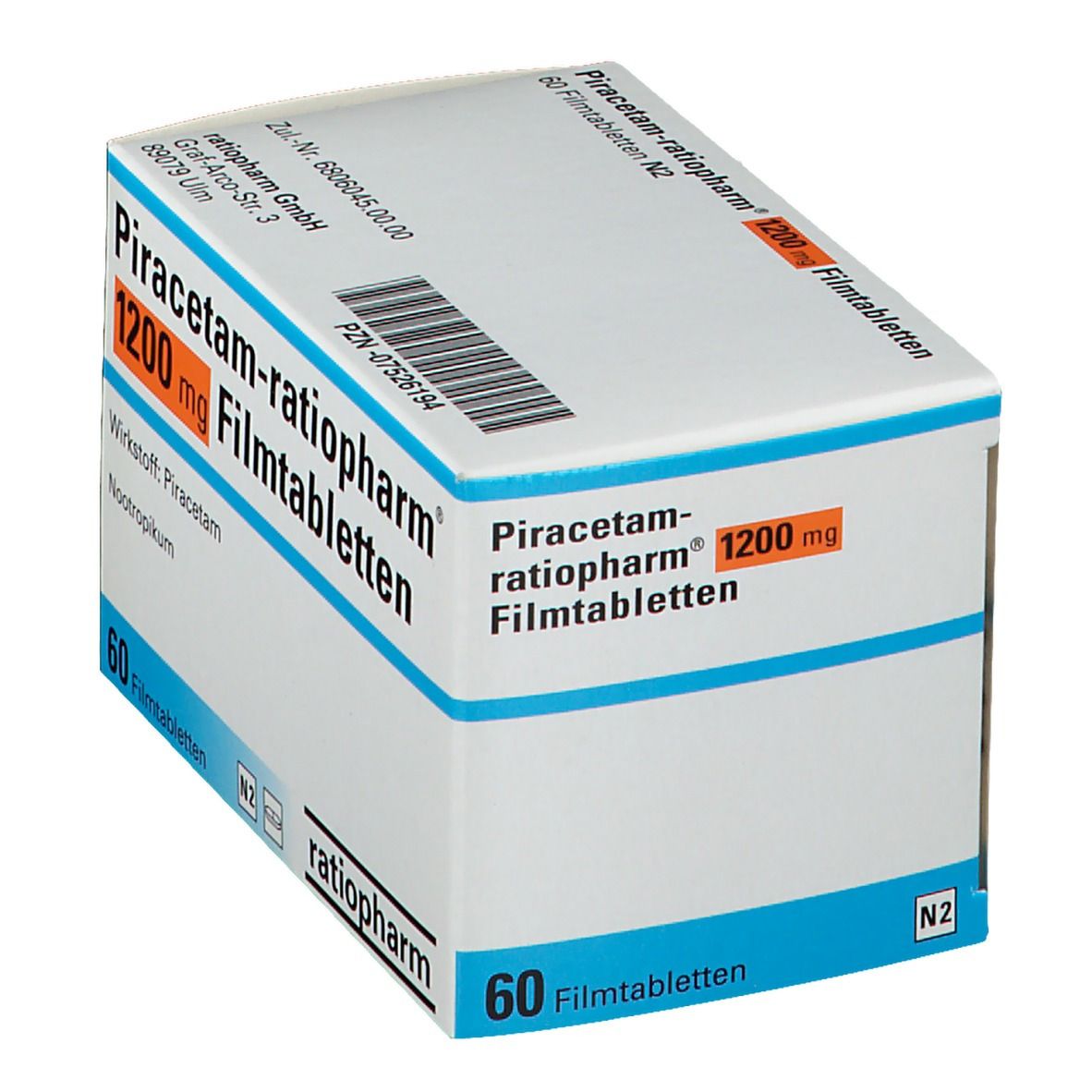 PIRACETAM-ratiopharm 1200 mg Filmtabletten 60 St