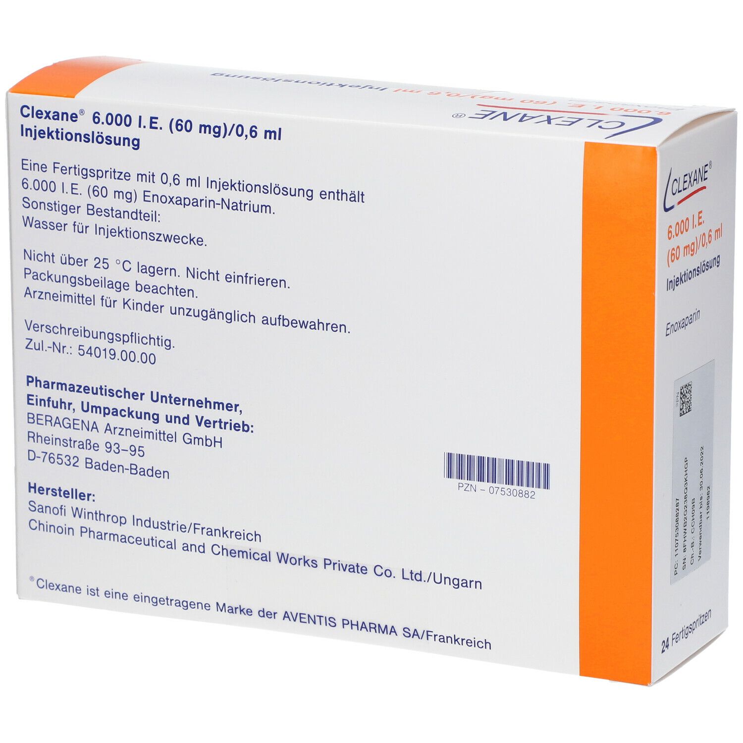 Clexane 6.000 I.E. 60 mg/0,6 ml
