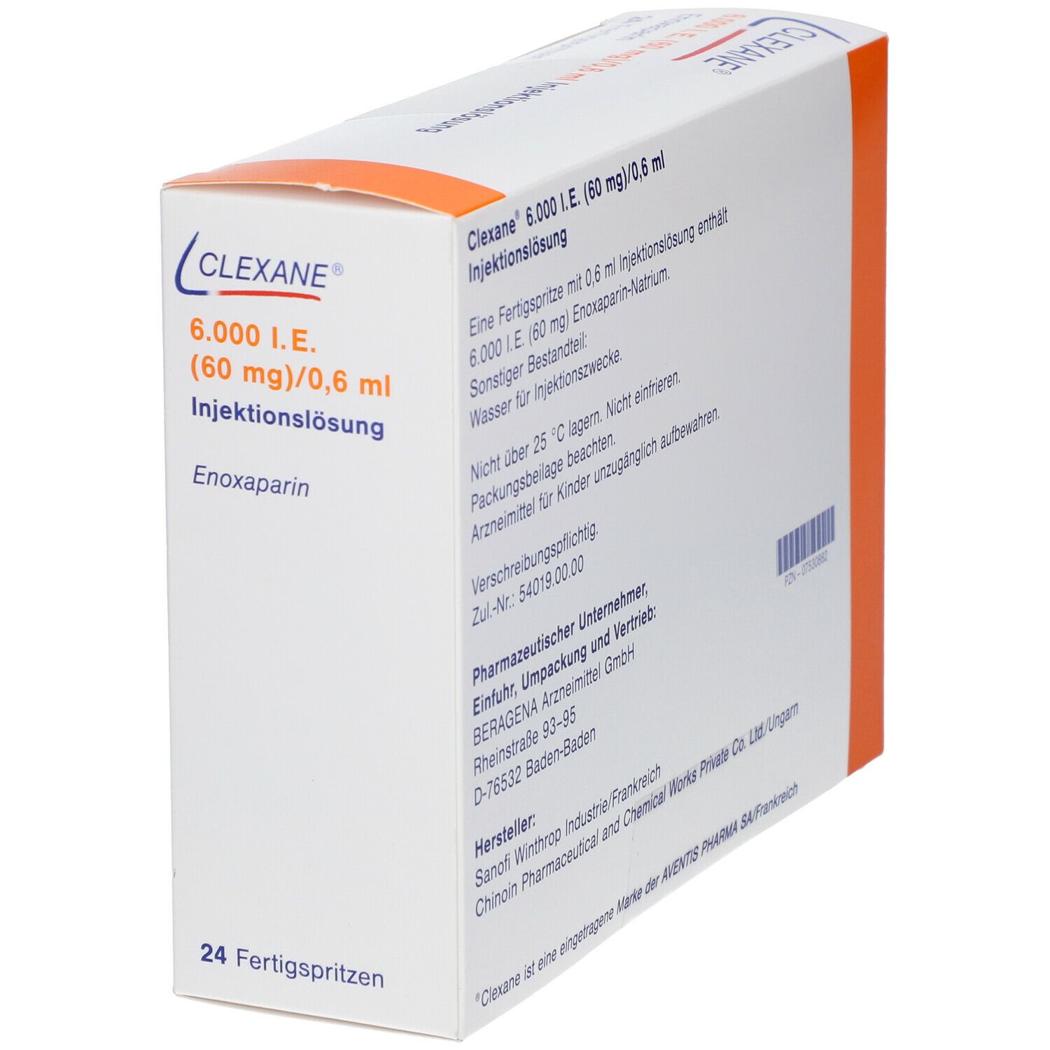 Clexane 6.000 I.E. 60 mg/0,6 ml