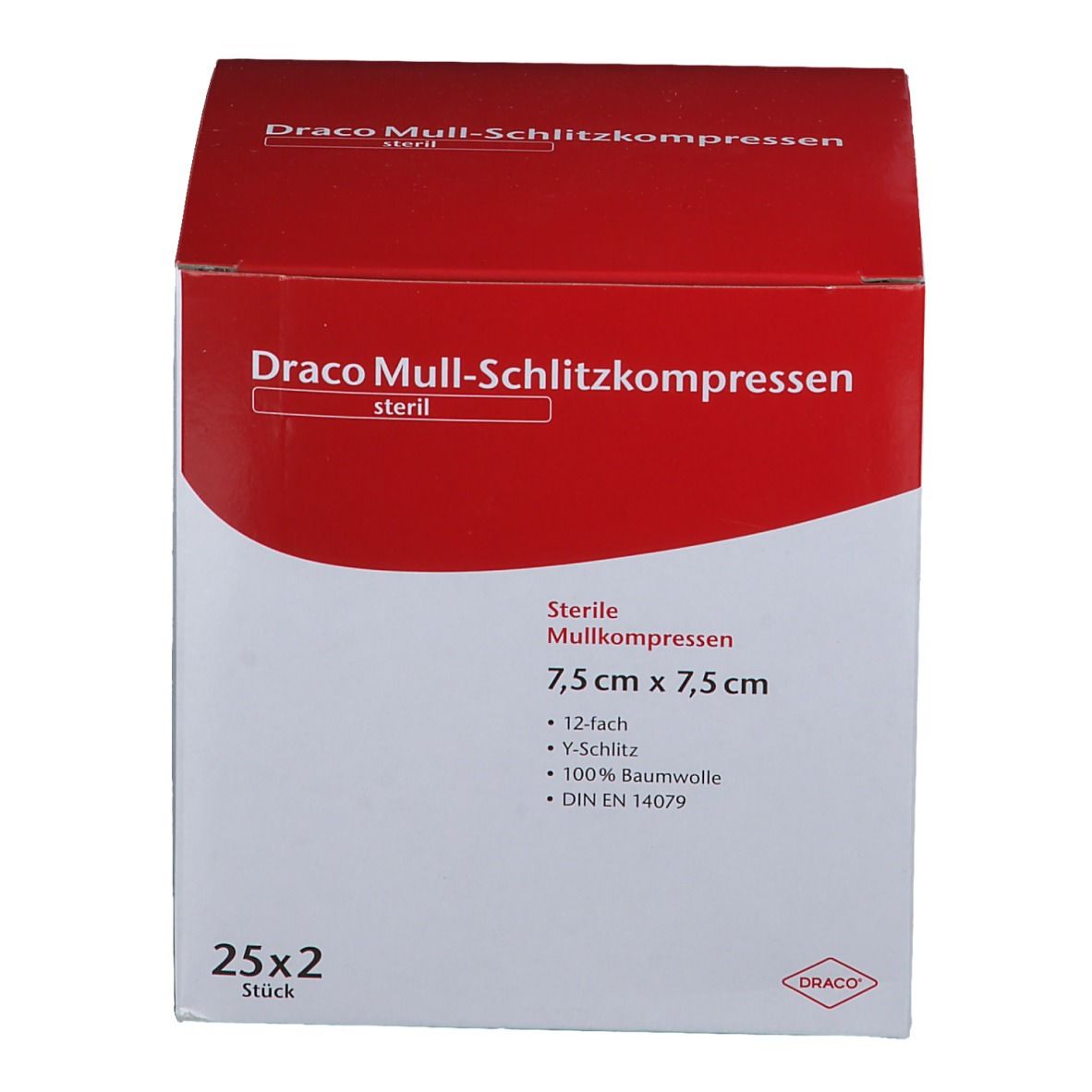 Draco Mull-Schlitzkompressen 12fach 7,5 x 7,5 cm steril