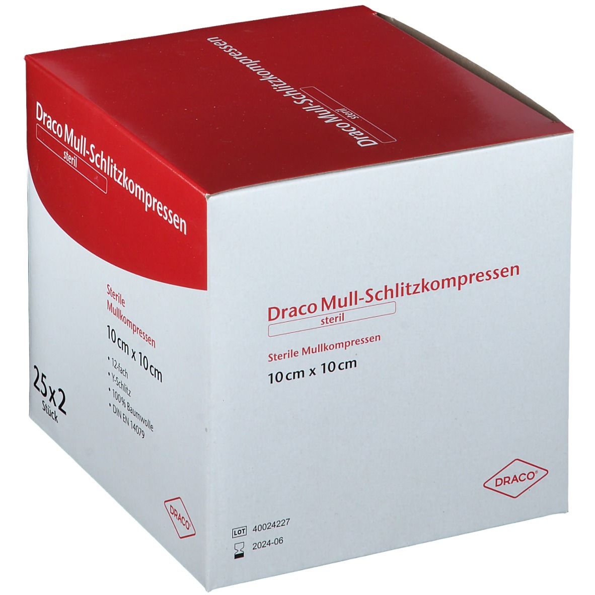 Draco Mull-Schlitzkompressen 12fach 10 x 10 cm steril