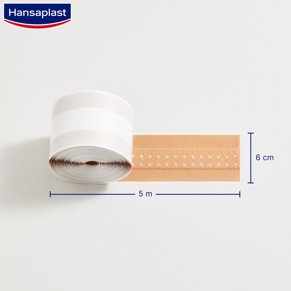 Hansaplast Classic Fixing Plaster 5m X 1.25cm - Strong Adhesive (6 Rolls)