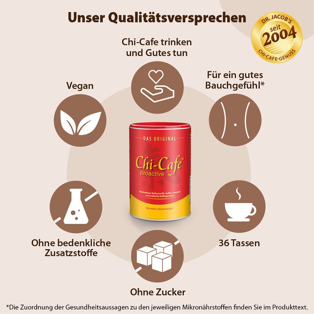 Chi-Cafe proactive Wellness Kaffee mit Akazienfaser Guarana Reishi-Pilz Ginseng