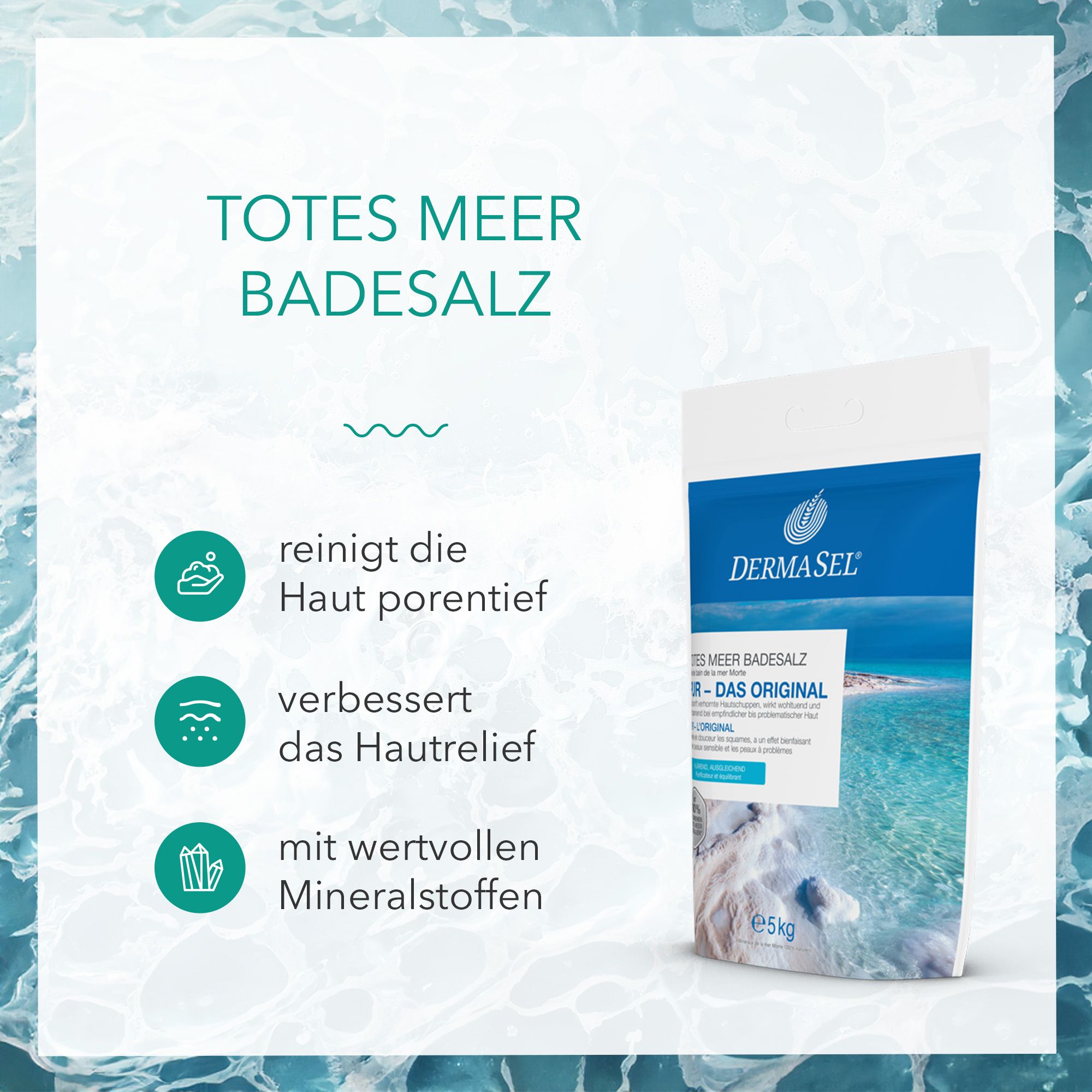 DERMASEL® Totes Meer Badesalz Pur