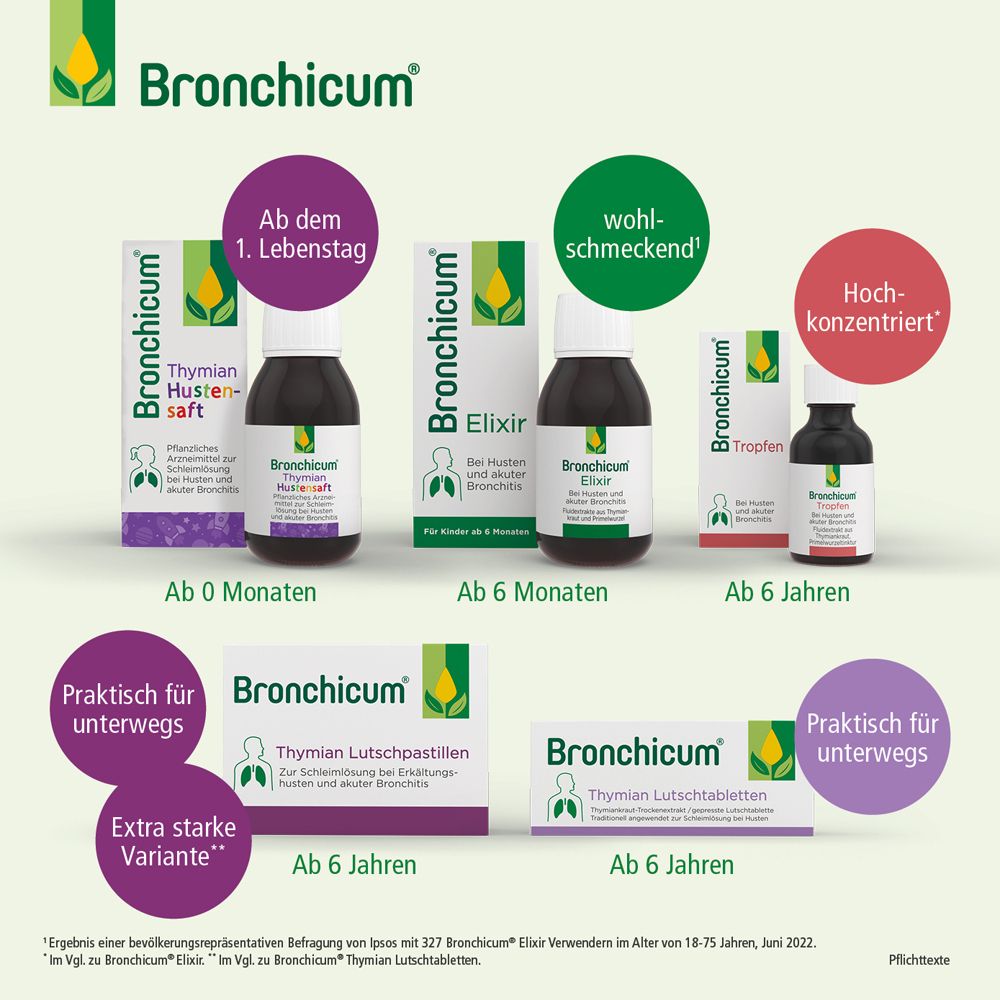Bronchicum Thymian Lutschpastillen - Schleimlösung bei Erkältungshusten und akuter Bronchitis