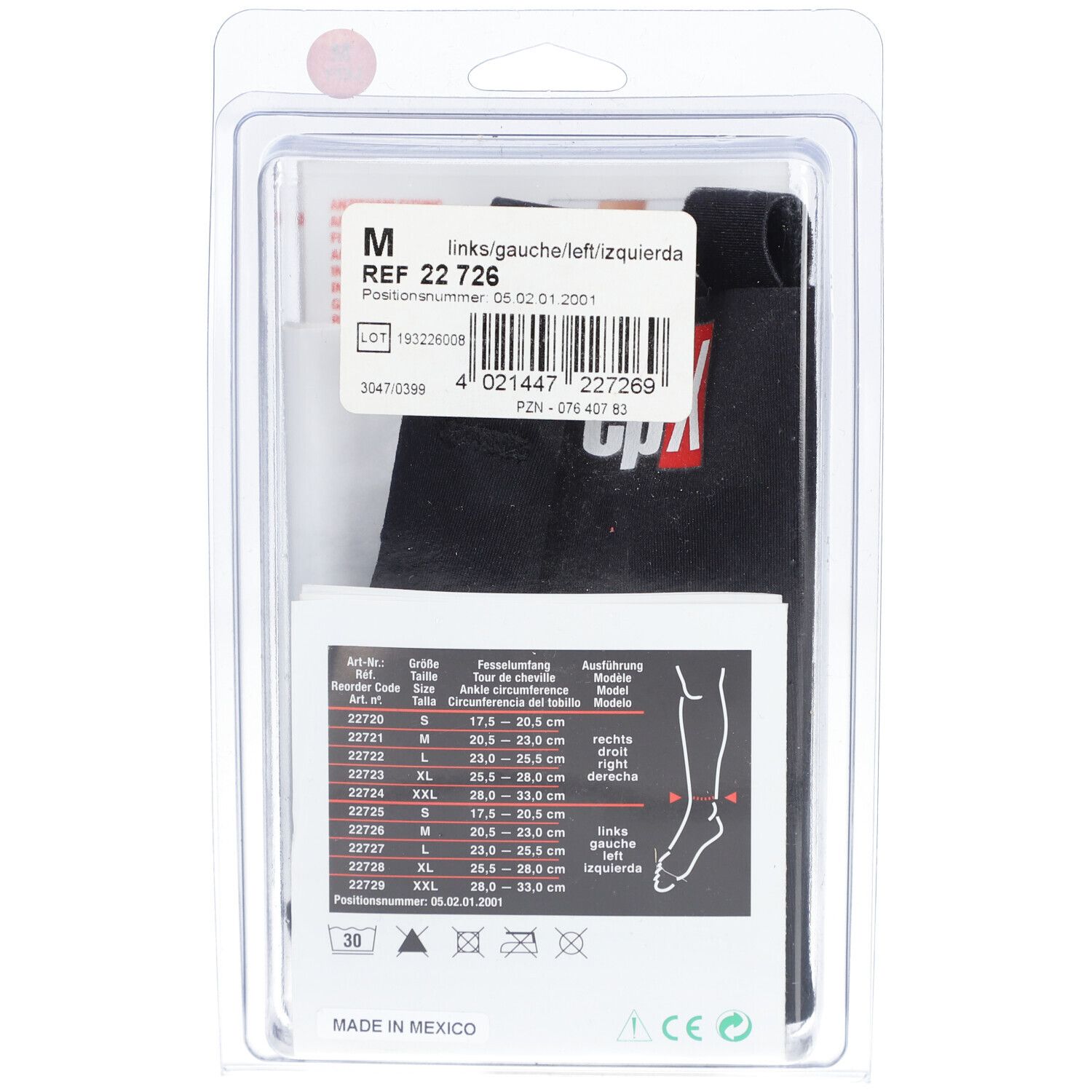 EPX Bandage Ankle Dynamic Gr.M links 1 St Bandage(s)