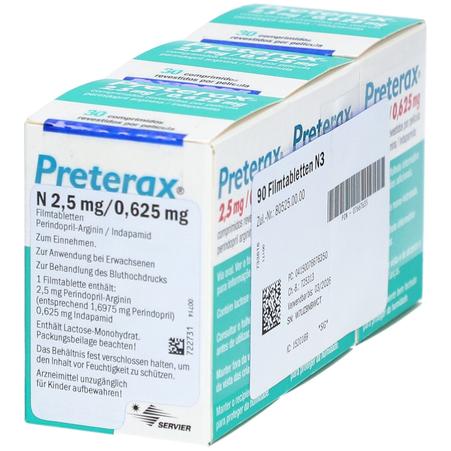 Preterax N 2,5 mg/0,625 mg Filmtabletten 90 St