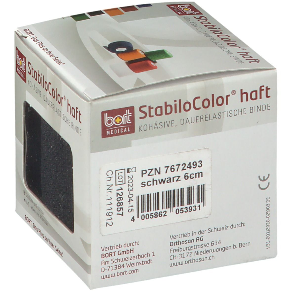 Bort Stabilocolor haft Binde 6cm schwarz