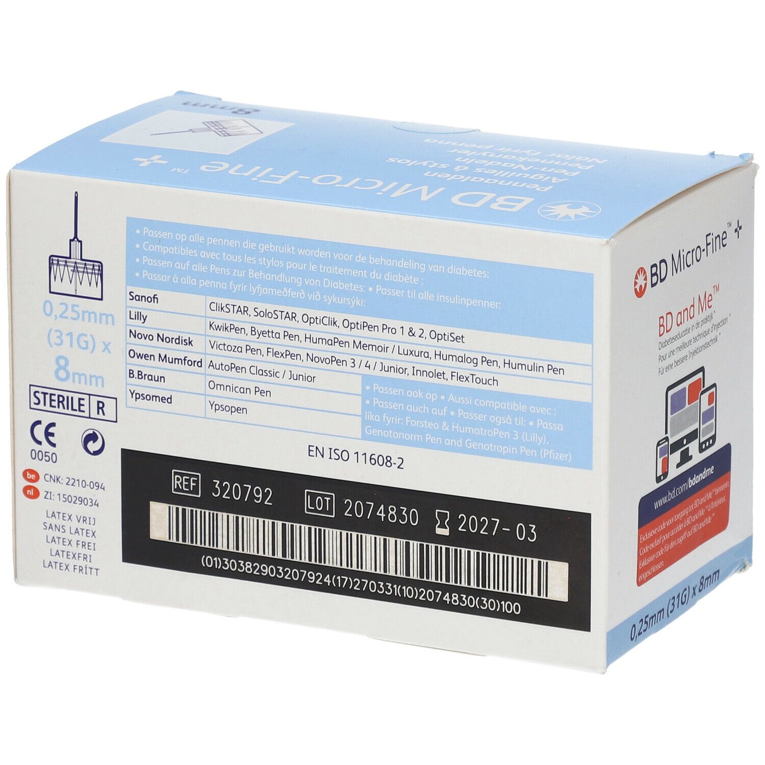 BD ThinWall 8 mm 31G