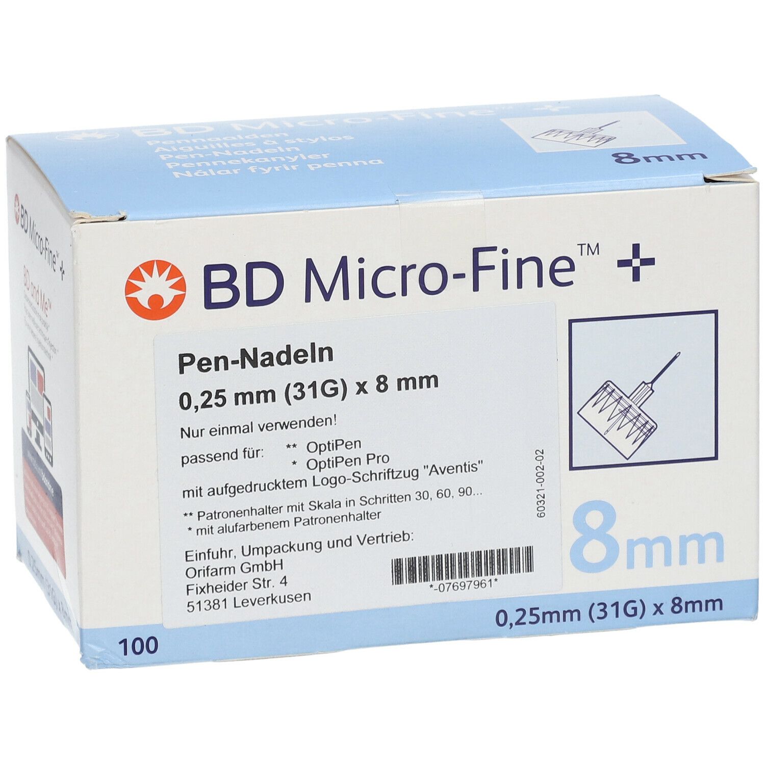 BD ThinWall 8 mm 31G