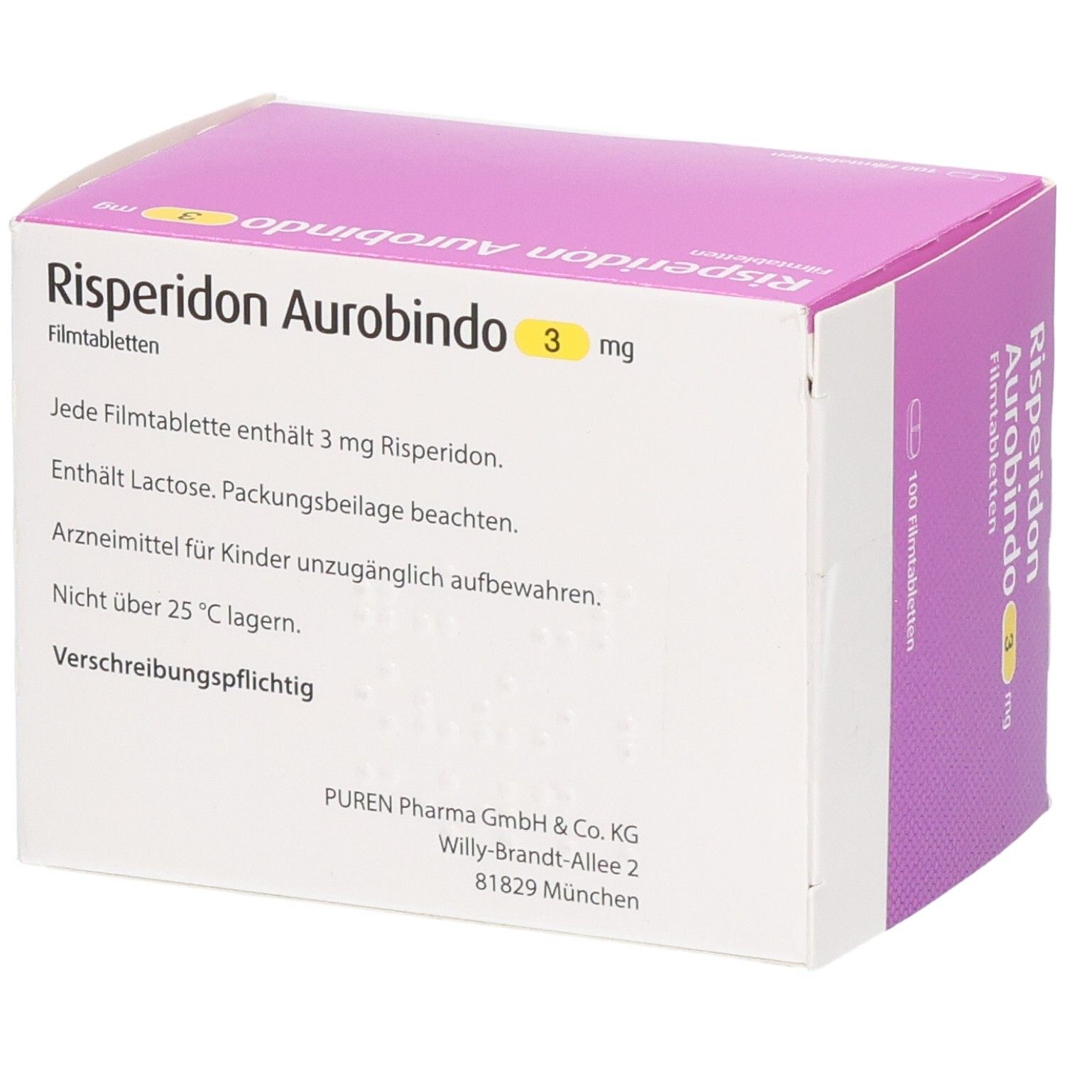 RISPERIDON Aurobindo 3 mg Filmtabletten, 100 Stück.