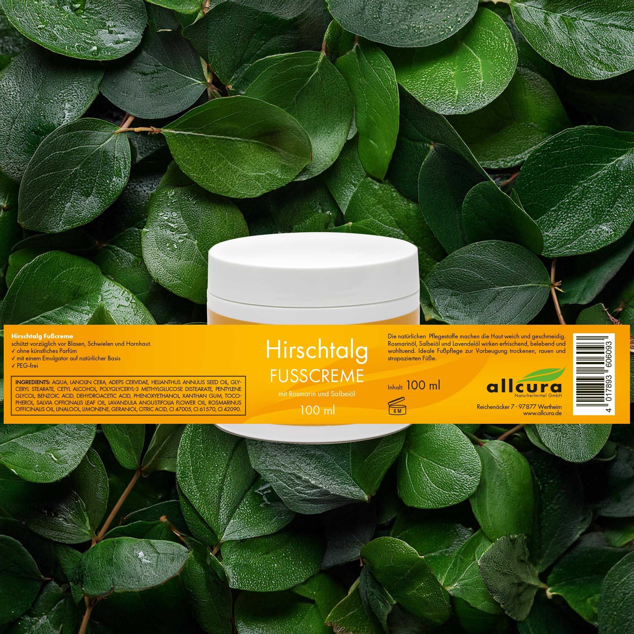 Hirschtalg Fusscreme mit Rosmarin und Salbeiöl