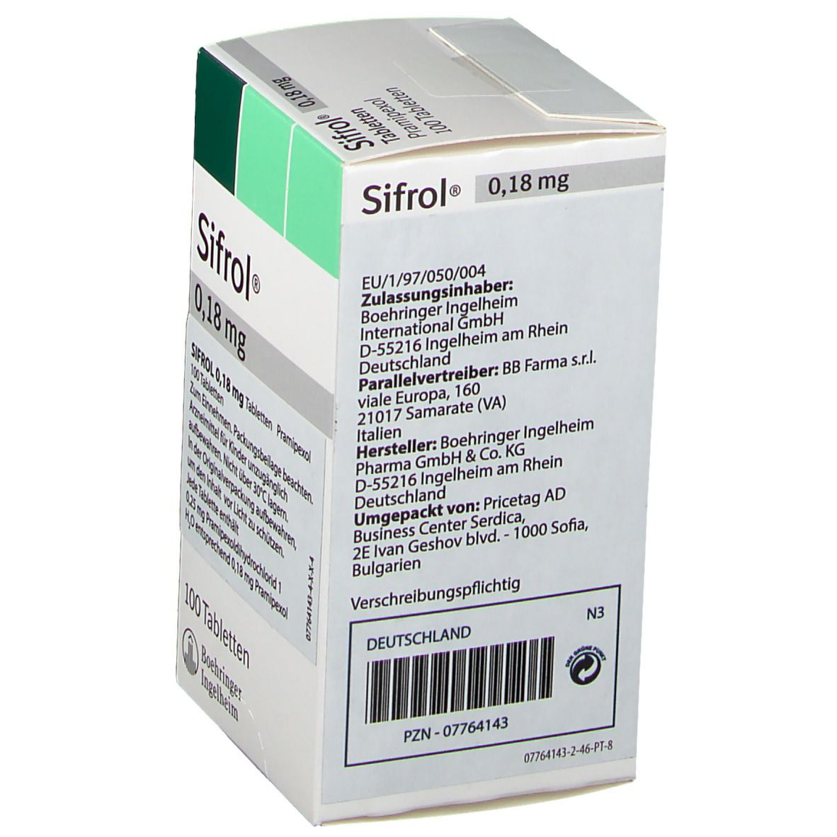 Sifrol 0,18 mg Tabletten 100 St