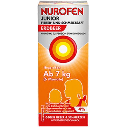 NUROFEN® Junior Fieber- und Schmerzsaft Erdbeer 4% 100 ml - shop-apotheke.com
