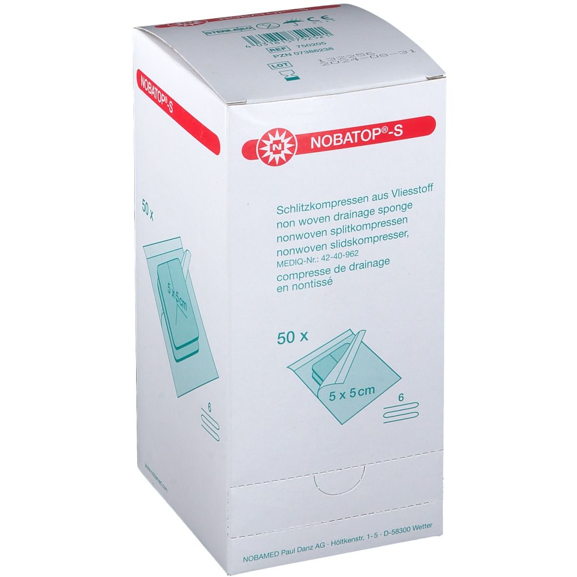 NOBATOP®-steril S 5 x 5 cm 50X2 St Kompressen