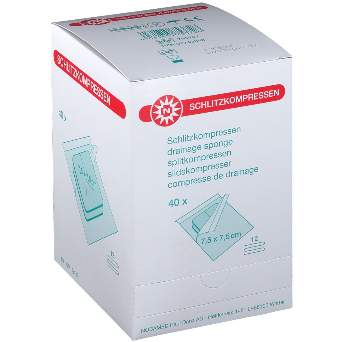 ® Schlitzompressen 12fach 7,5 x 7,5 cm steril 40X2 St Kompressen